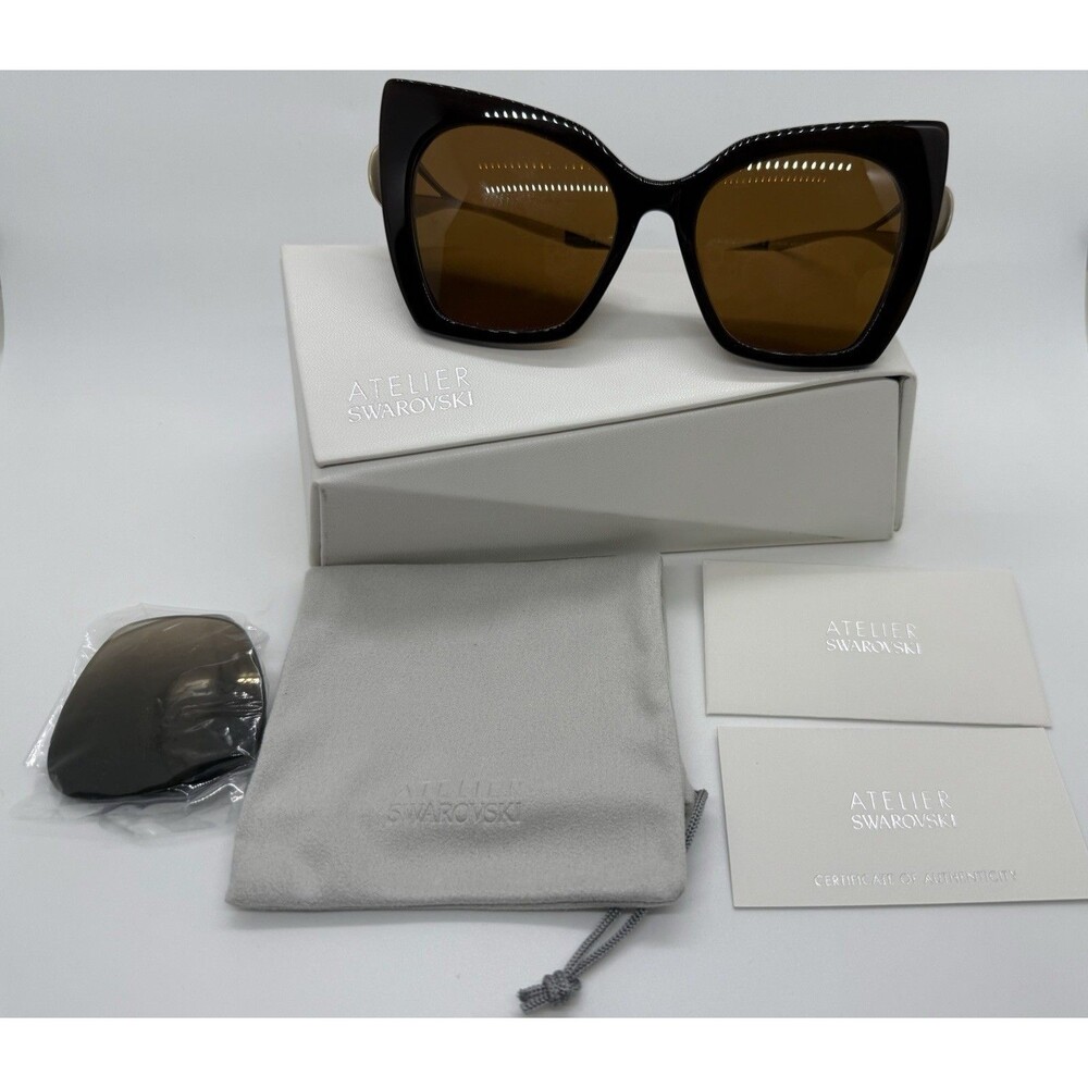 Swarovski Atelier SK271-P 48G Brown Cat Eye Sunglasses Frame 53-18-140 Italy COA